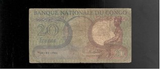 Congo Democratic Republic 1962 20 Francs aFine!