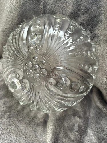 Anchor Hocking Clear Glass 8.5 inch Multi-Use Bowl Footed Burple Bubble vintage