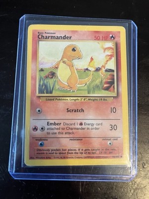 Pokémon TCG Base Set Charmander Mint Condition In 2 Protective Sleeves
