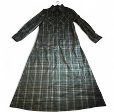 Green Blue Women's Green Plaid Maxi ShirtDress Collared Single Breasted Size XL