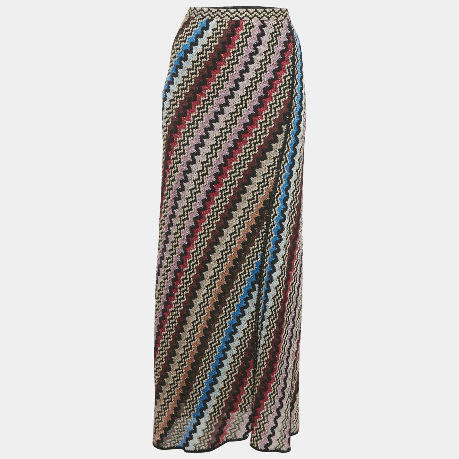 Missoni Multicolor Pattered Lurex Knit Maxi Skirt M