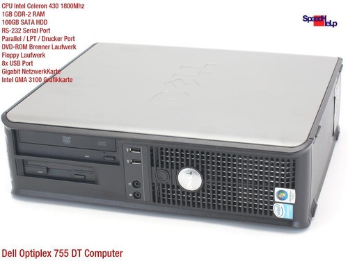 PC Computer Dell OptiPlex 755 DT Intel RS-232 Parallel LPT FDD Windows XP 160GB - Picture 2 of 6