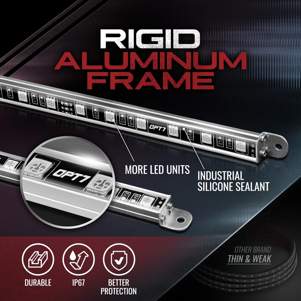 OPT7 4pc 16 Color Car Truck Underglow Underbody RGB Accent Kit Glow LED Lightbar - Image 3 of 4