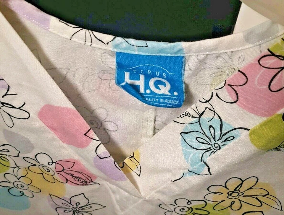 HQ скраб верхний женщин маленький цветочный медсестра скрабы розовый фиолетовый желтый медицинский ветеринар - Изображение 3 из 4