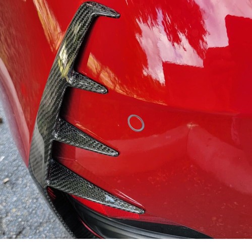 For Infiniti Q60 2017-22 Carbon Fiber Rear Bumper Side Vent C Blade Trim Canards - Picture 3 of 18