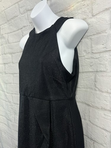 Top Shop Pencil Dress Black Silver Sparkly Size 8 Petite Crossover Slit BNWT - Picture 4 of 12