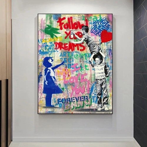 Canvas Follow Your Heart Graffiti canvas Painting Picture Art Wall Decor - Picture 5 of 6