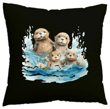 Kissenbezug Otter Fischotter Otterfamilie Otter Baby Ozean Mittel Schwarz 404243