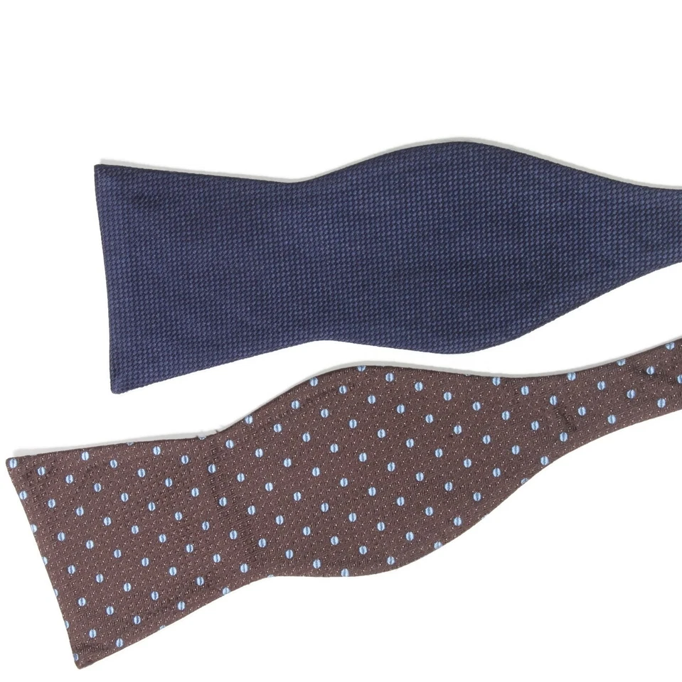 Pajarita de seda para hombre Joe Joseph Abboud marrón azul a lunares Foto 2 de 3