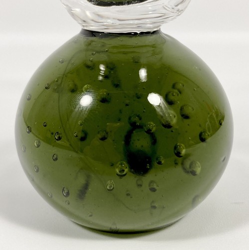 Bubble BALL Stem Base Martini Wine Tumbler Green Vtg Blown Glass 8 oz. 5" - Picture 10 of 14