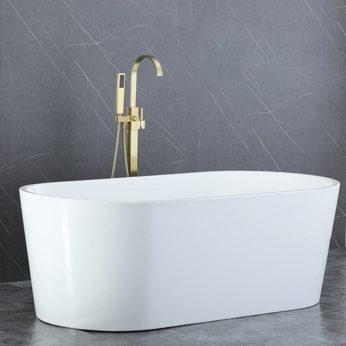Tub Filler Freestanding Bathtub Faucet Floor Mounted Bathroom w/ Handle Shower - Picture 58 of 63