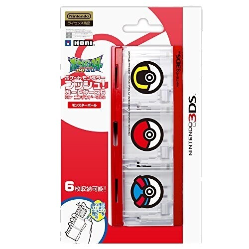 Hori Pokemon Push 3DS Card Case 6 Nintendo 3DS Pokeball from Japan