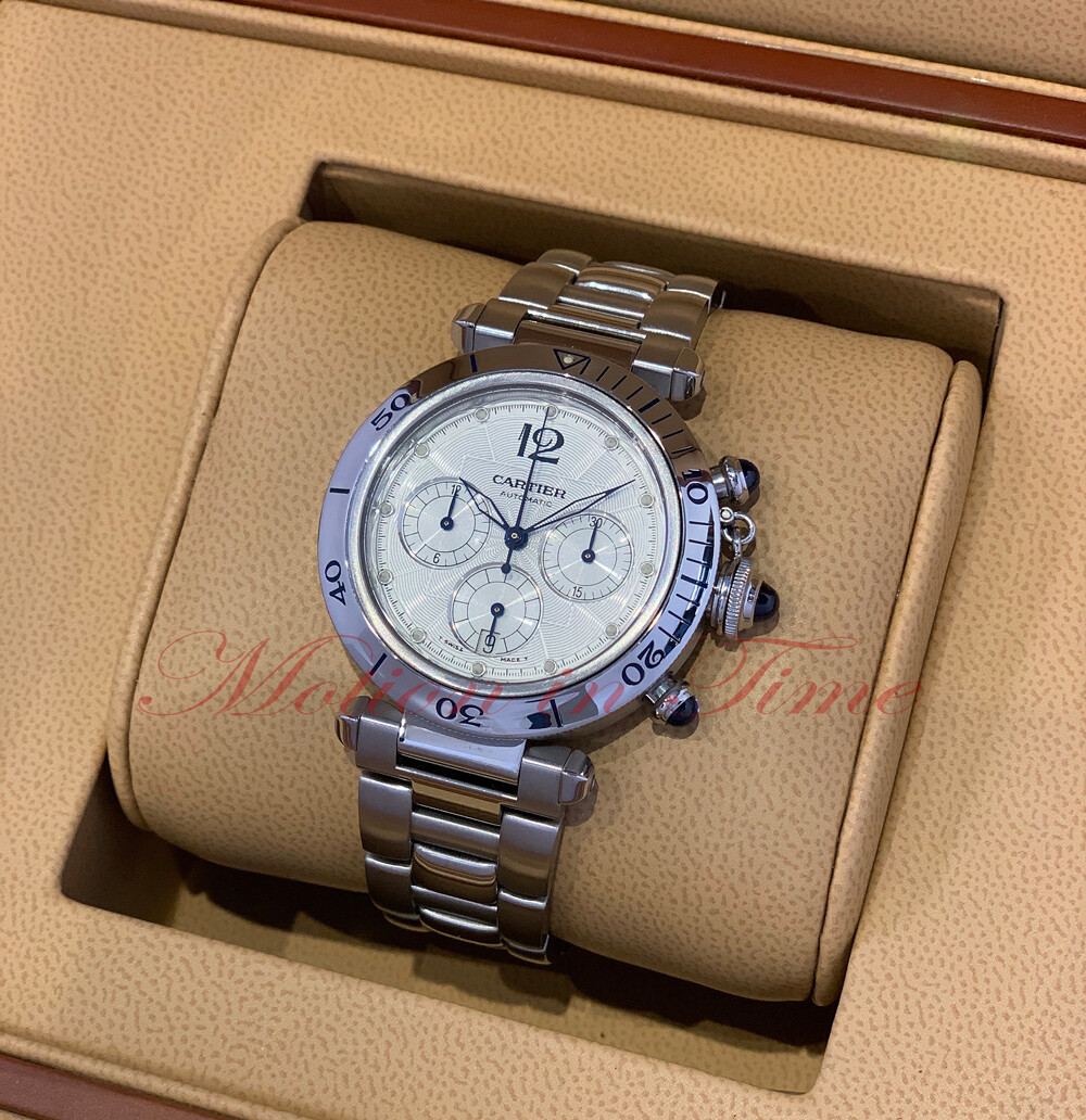 Cartier W31030H3 Pasha 38mm Chronograph Automatic Silver Dial