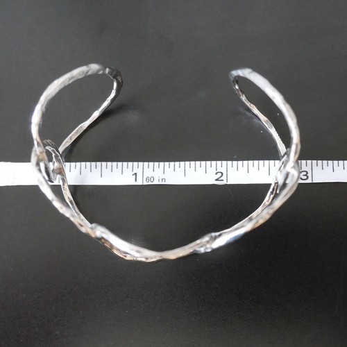 México Pulsera de Plata Esterlina 925 Ajustable Puño Ancho Martillada NUEVO - Imagen 6 de 8