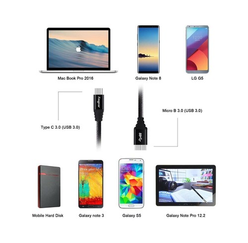 Cavo USB 3.1 Tipo C Maschio a USB 3.0 Micro B - 0,5 m - Foto 5 di 5
