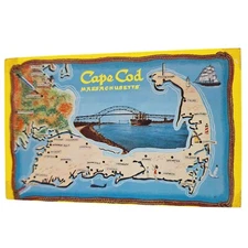 Postcard Cape Cod Massachusetts Map Card Chrome Posted