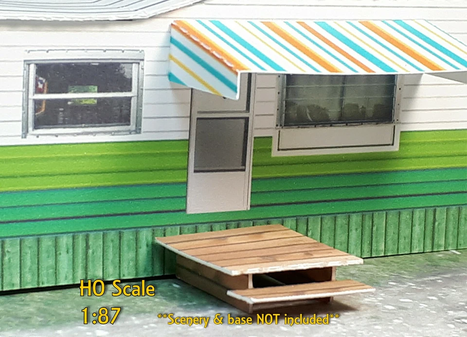 HO Scale Building - Mobile Trailer Home  *Pre-Cut* CARDSTOCK  Paper Kit MH1H - Image 4 of 4