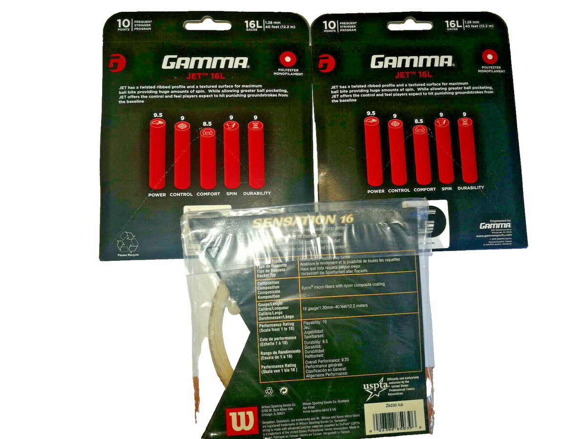 在庫確認8 Gamma Jet 16L (x2), Wilson Sensation 16 (x1) Tennis Strings | eBay