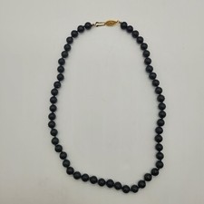 18  Vintage Chinese Gold Tone Green Nephrite Jade Hand Knotted Bead Necklace