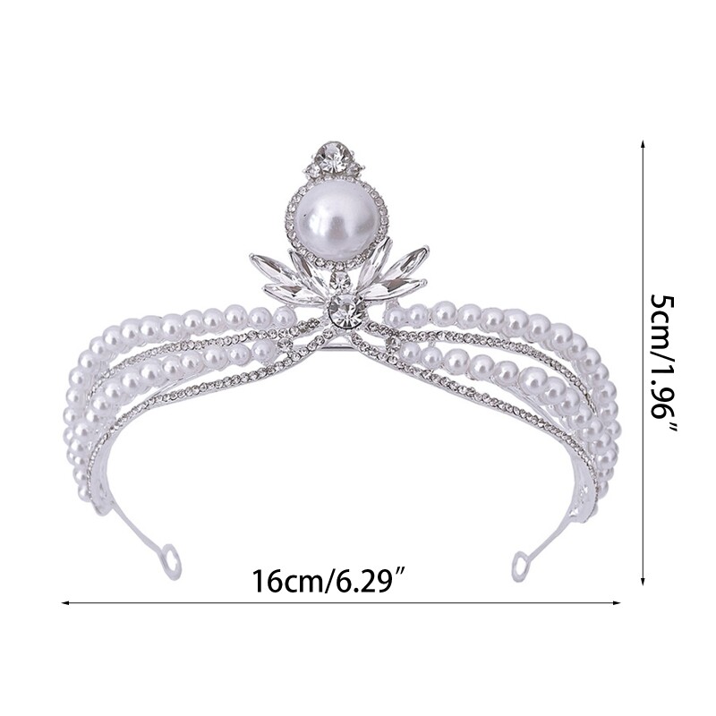 Princess Birthday Pearl Crown Bridal Hair Jewelry Party Halloween Dress