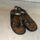 Naot Sandals Womens 42 Strappy Ankle Strap Silver/Bronze - Leather Block Heels