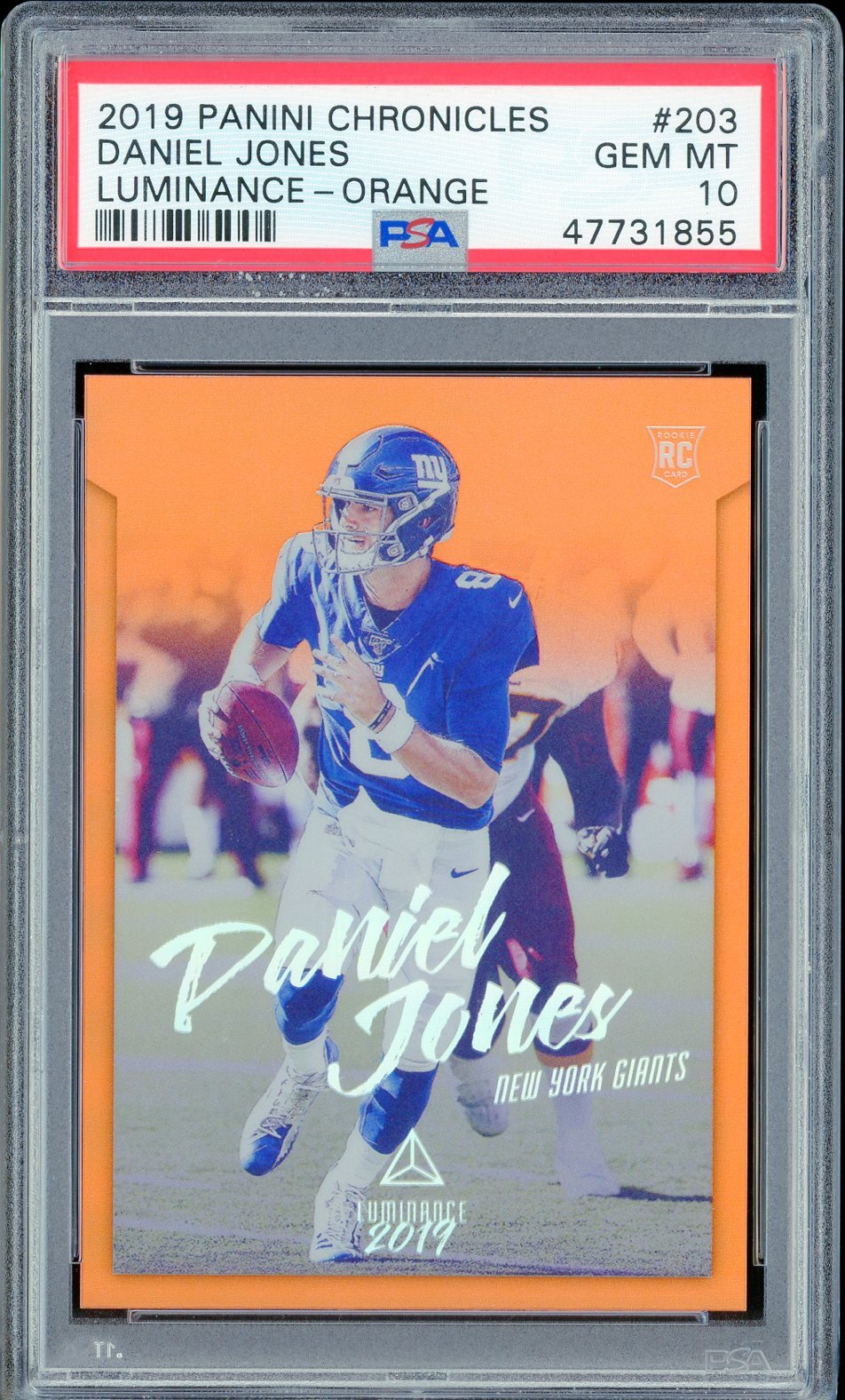 Daniel Jones Panini Chronicles Luminance #203 Orange