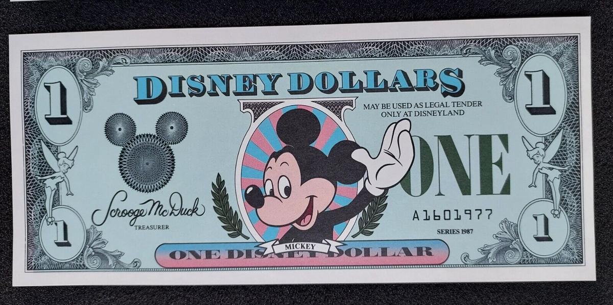 ディズニーダラー Disney Dollar One $1 1987 Rare 1st Series “Mistake” Birthday Year