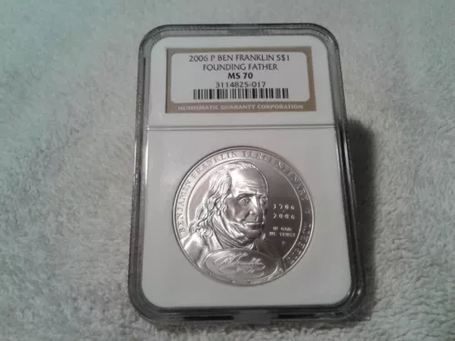 2006 P FOUNDING FATHER NGC MS70 $1 SILVER COMMEMORATIVE