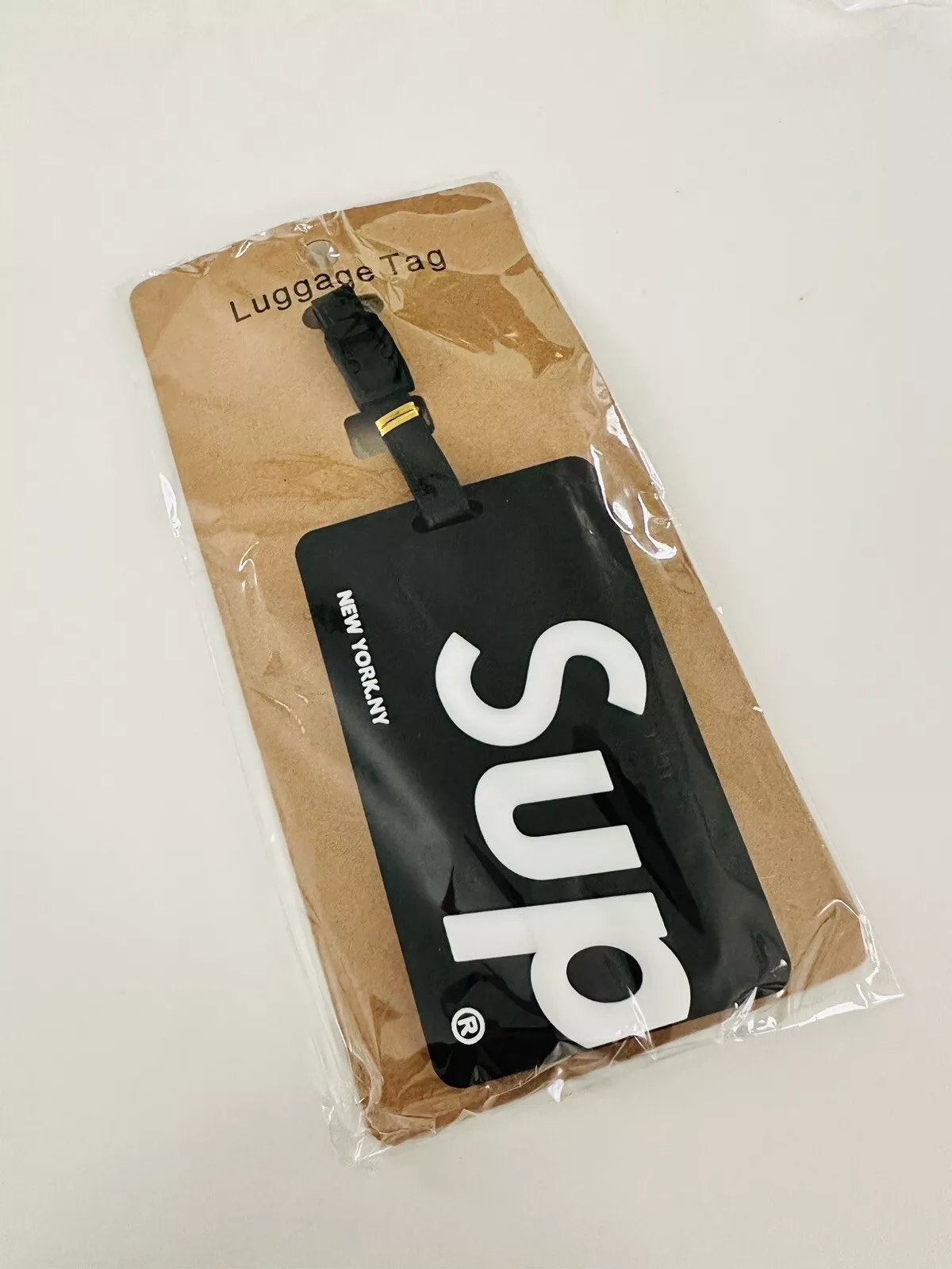 Porte carte logo classique noir suprême sac de voyage étiquette bagage