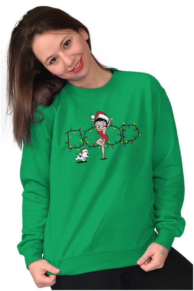 Betty Boop Linda Navidad Luces Mujeres Cuello Redondo Sudadera Pullover Foto 4 de 4