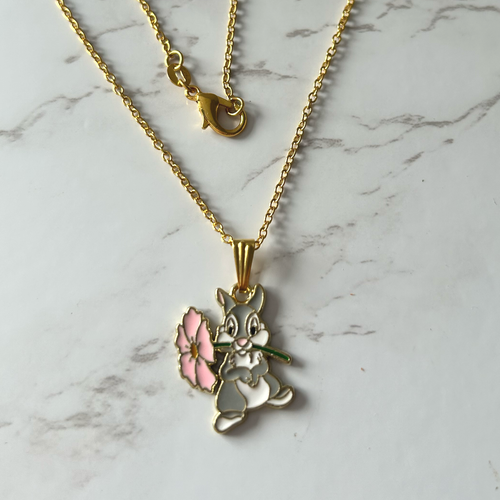 Cute Bambi & Thumper Enamel Pendant Necklace Charm & Gift Bag UK seller - Picture 10 of 29