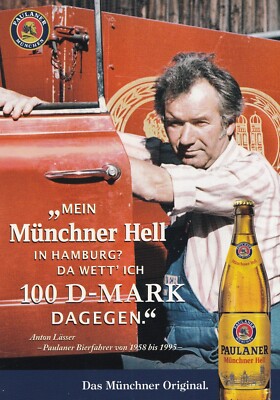 Postcard - (D) - Original Paulaner Munich Hell - 100 D-Mark - Advertising - Excellent Condition