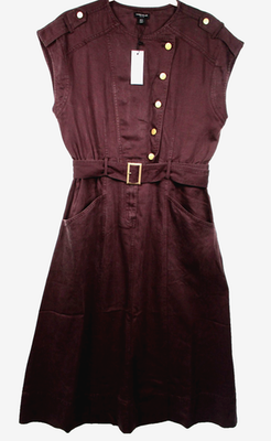 NWT Karen Millen Petite Soft Twill Relaxed Midi Dress Aubergine Dress Sz 8  | eBay