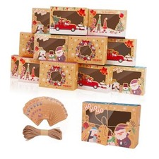 12 PCS Christmas Cookie Boxes for Gift Giving, Christmas Bakery Treat Boxes