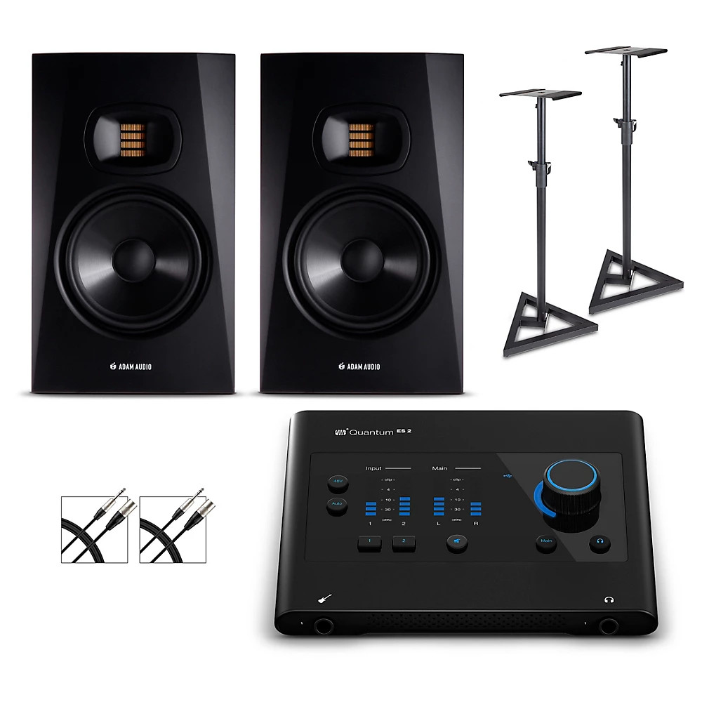 PreSonus Quantum ES2 Interface w/Adam Audio T7 Monitor Pair, Cables & Stands