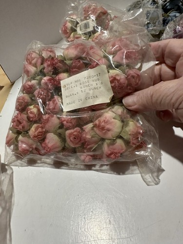 Vintage Darice Mini Satinband verschiedene Farben Blumen Drahtstiel 1" Packung #1 - Bild 7 von 10