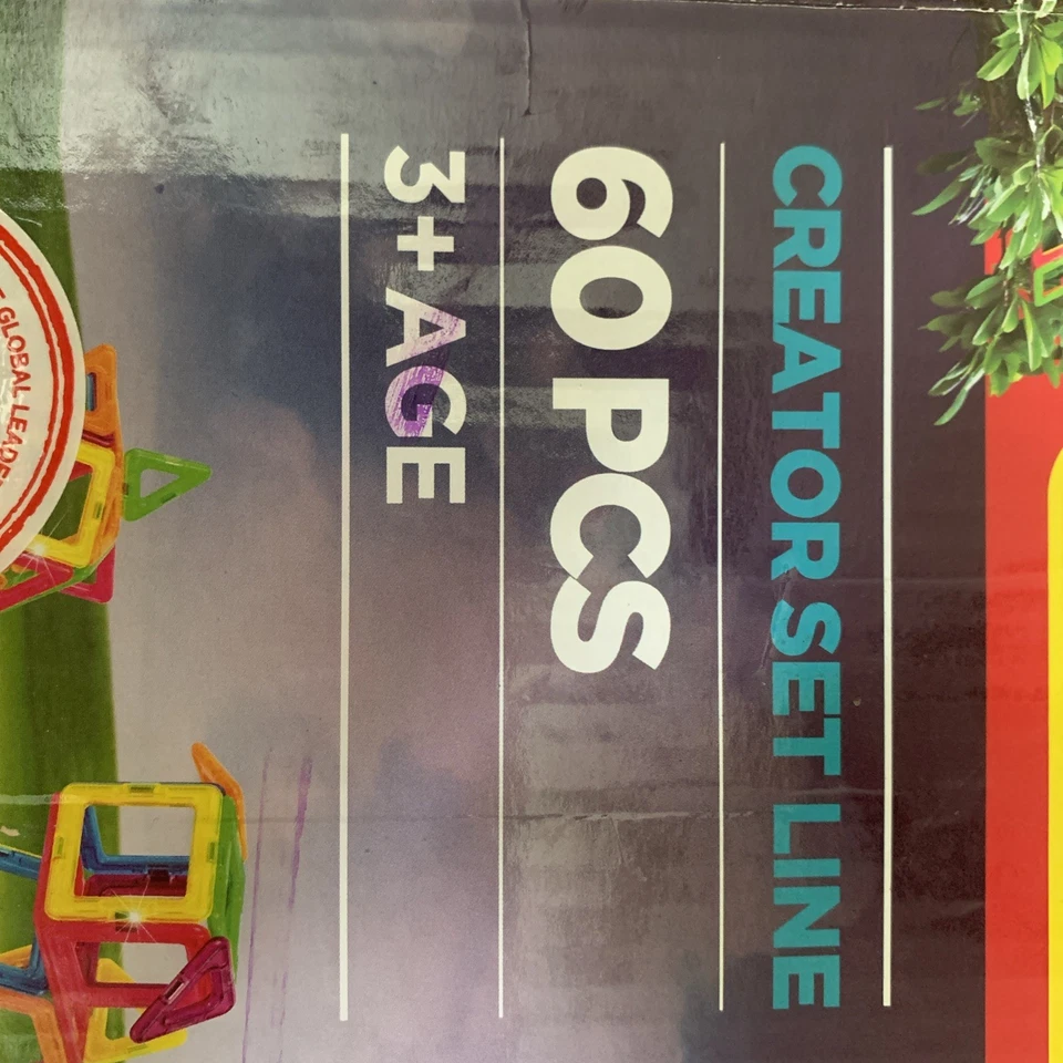 2014 Magformers Intelligent Magnetic Construction Toy Pieces Neon 60 Pieces - Image 3 of 4