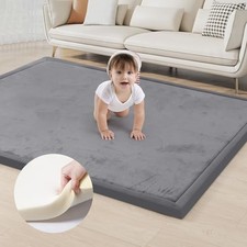 Baby Play Mat for Floor 1.3" Thick Memory Foam Play Mat 59" 71" Dark Grey