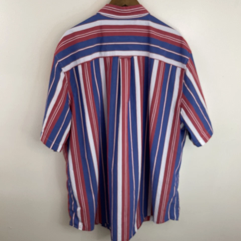 Chaps Stretch Easy Care Shirt Mens 3XLT Tall XXXL Multicolor Plaid Short Sleeve - Image 2 of 4