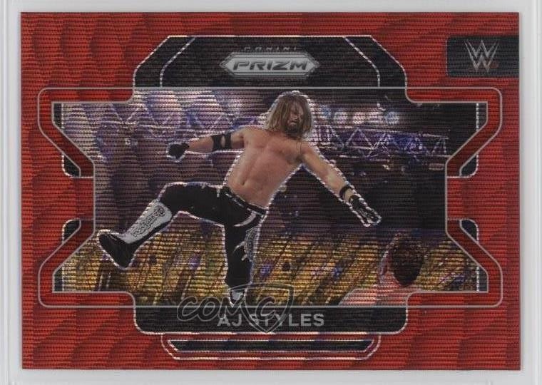2022 Panini Prizm WWE Ruby Wave Prizm AJ Styles #7 4f5