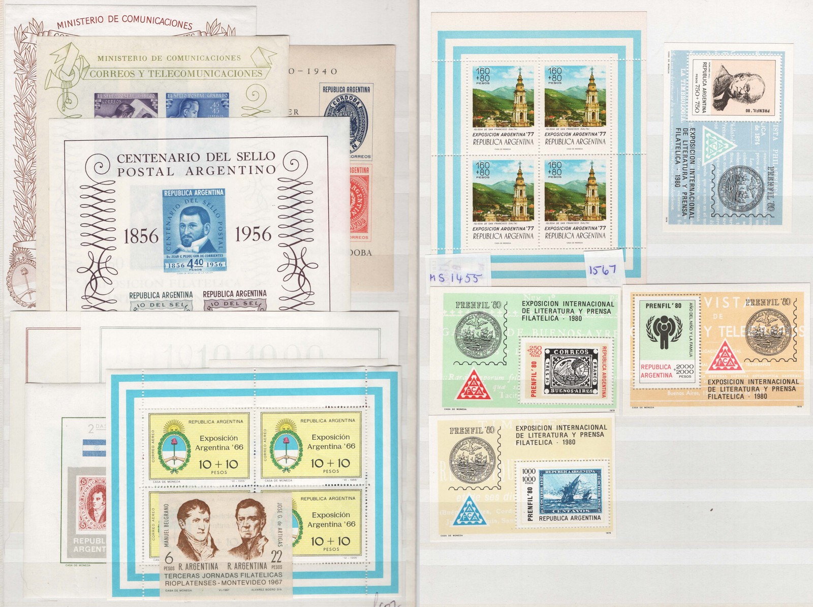 Argentina 1949-1966 group of 16 m/sheets um