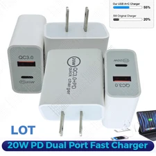 Dual Ports Adapter For iPhone Samsung PD 20W QC USB A & USB C Fast Charging Cube