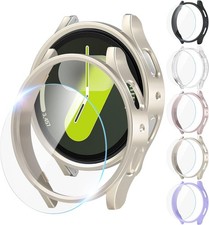 5 5 Pack Screen Protector Case for Samsung Galaxy Watch 7 44mm with HD Tempered