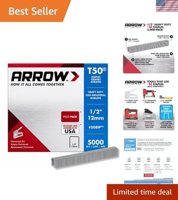 5000-Pack Heavy-Duty Arrow 508IP T50 1/2-Inch Staples for Crafts & Construction