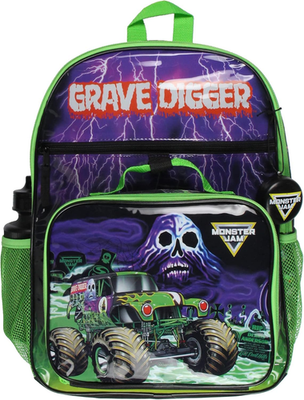 Monster Jam Grave Digger 5-Piece Backpack Set with Lunch Box