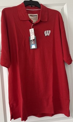 Pressbox Wisconsin Badgers Red Embroidered Logo Polo Men s XL Cotton Blend Tags