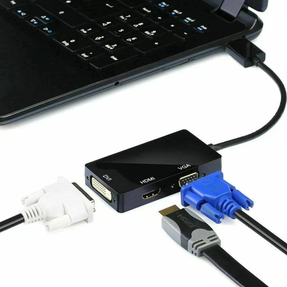 LOT Thunderbolt/Mini Display Port/DP to VGA/HDMI/DVI Multi Port Adapter Black - Image 2 of 4
