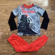2pc LEGO Star Wars Darth Vader Size 8 Long Sleeve Pajamas Set Fleece Red EUC 