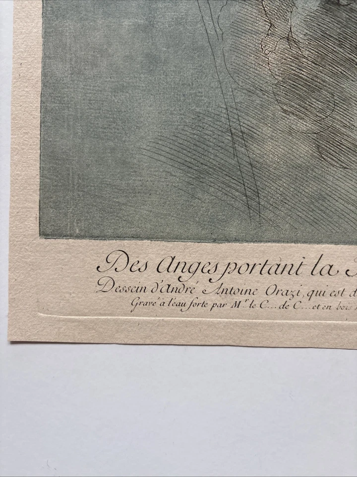 Antique Engraving Three angels carrying Gideon's fleece Recueil Crozat 1729 - Image 3 of 4