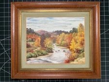 Vintage Jacob Anchutin Oil Landscape River Forst Painting - Tennessee? Original